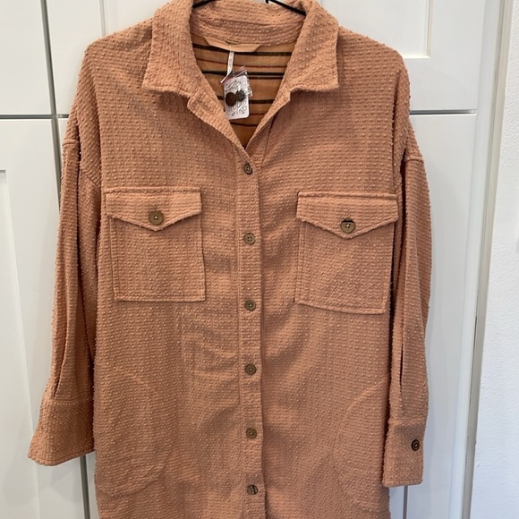 NWT Free People 100% Cotton Textured Shirt/Dress - Picture 2 of 16